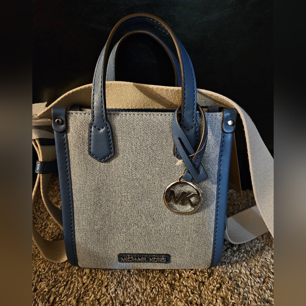 NWT MICHAEL Michael Kors XS Denim Blue Shopper Crossbody